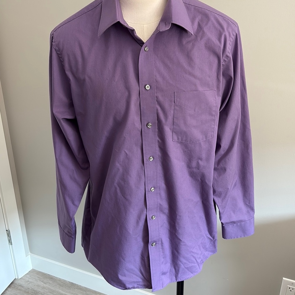 Towncraft Purple Dress Shirt with Pointed Collar